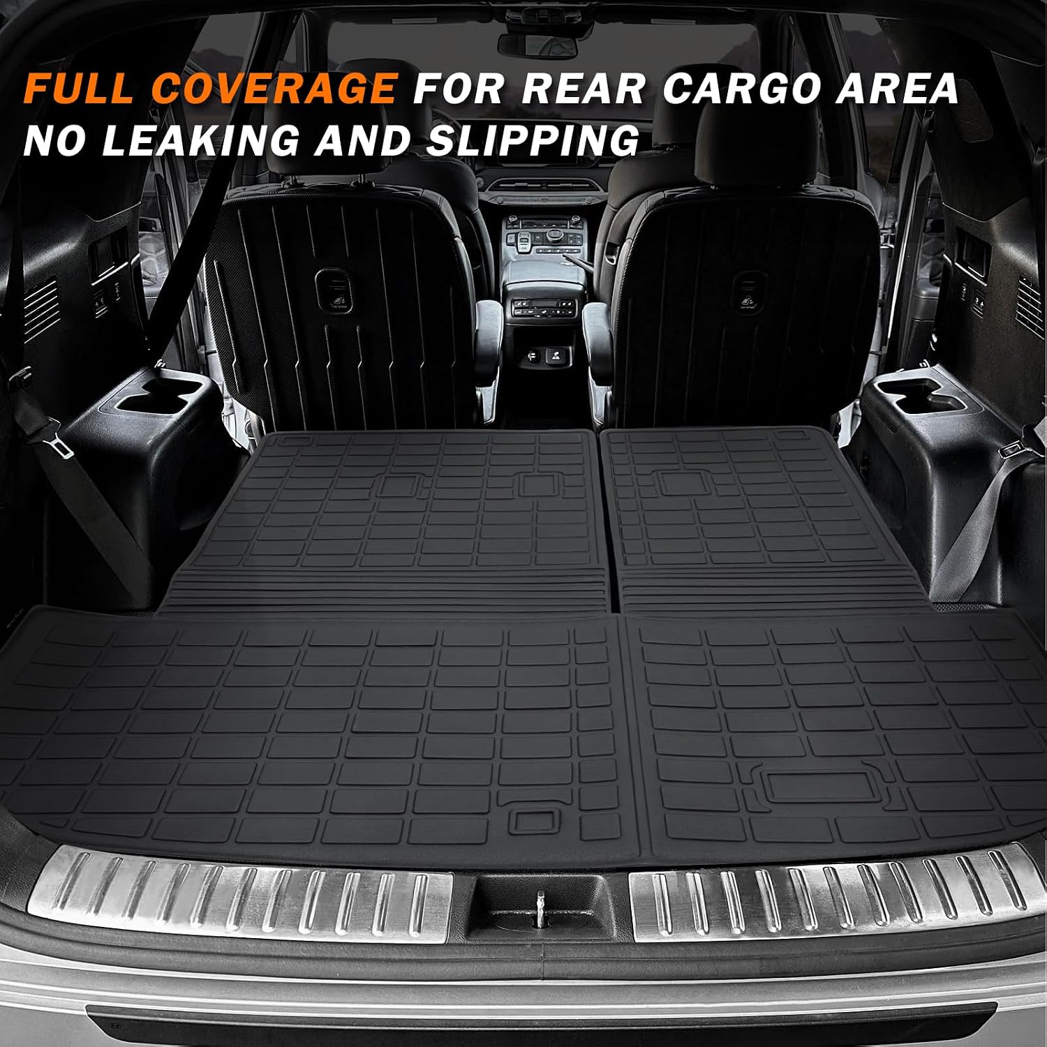 KUST Floor Mats for 2020-2025 Hyundai Palisade Accessories (7 Seater), All Weather Floor Liners & Rear Trunk Liner with Backrest Mat Car Mats TPE Rubber Raised Edge