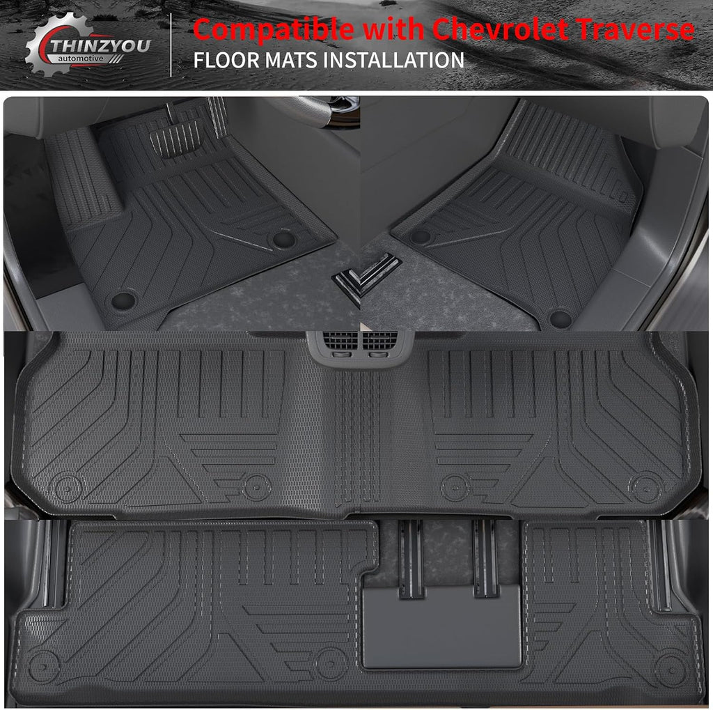 8 Seats Floor Mats Compatible with 2024 2025 2026 Chevrolet Traverse (NO Limited) Cargo Liner Cargo Mat Sub Trunk Mat Back Seat Cover Chevy Traverse Accessories (Floor Mats Full Set 10 PCS)
