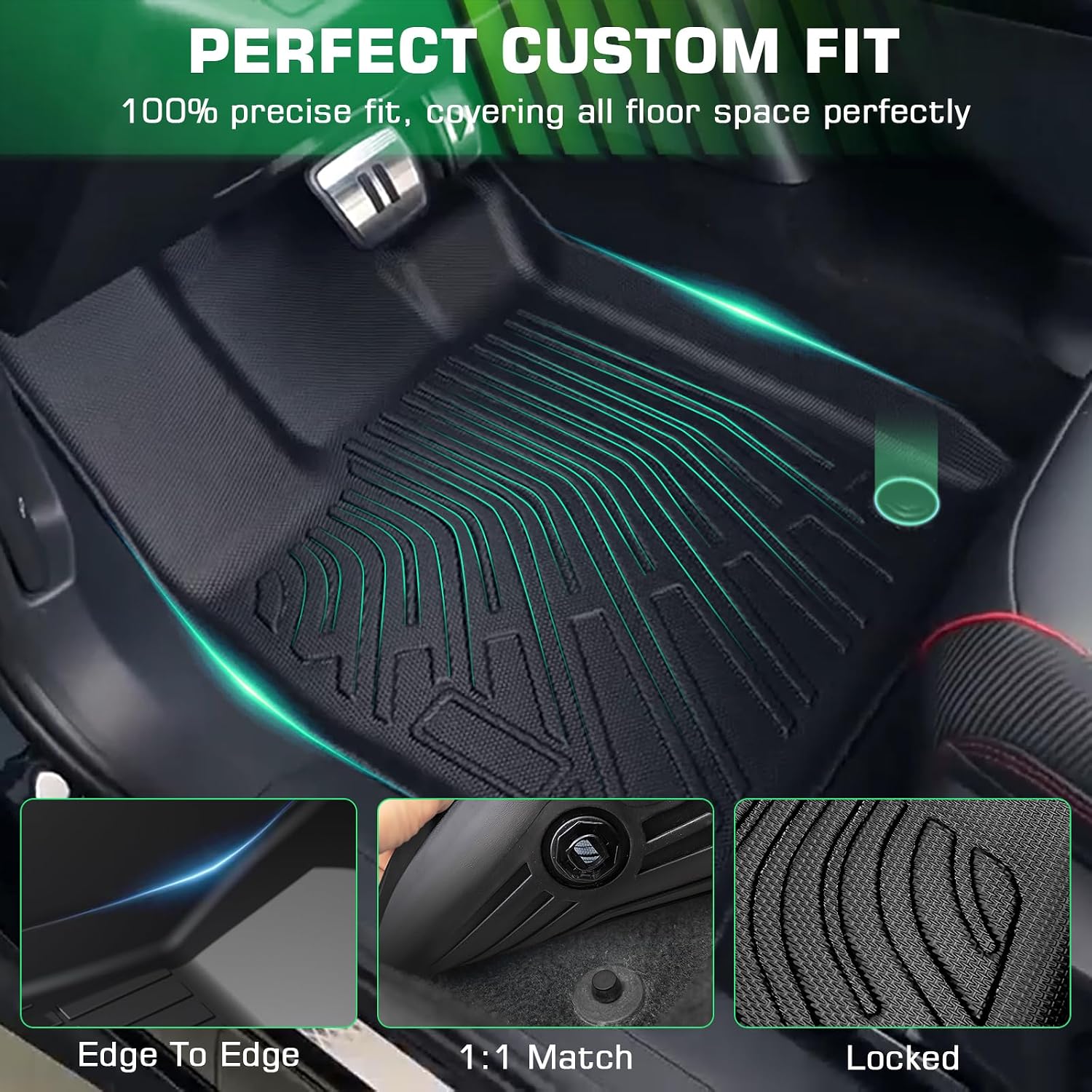 Floor Mats for Toyota RAV4 Base | Sport | Limited 2012 2011 2010 2009 2008 2007 2006, All Weather Custom Fit for RAV-4 Cargo Liner Full Set Mats, Waterproof Anti-Slip Front & 2nd Row & Trunk Mat