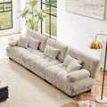 Modular Sectional Sofa Cloud Couch, 133.8' Modern Deep Seat Sectional Couches for Living Room, Oversized Modular Couch with 5 Pillows, 3 Seater Comfy Chenille Sofa Bed for Bedroom, Light Coffee