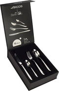 Arcos 24-Piece Flatware Set. Premium Stainless Steel Silver Cutlery Set with 6 Knives, 12 Spoons, and 6 Forks. All in One Monoblock Design