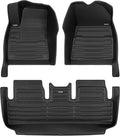 TuxMat - for Tesla Model 3 2017-2023 Models - Custom Car Mats - Maximum Coverage, All Weather, Laser Measured - This Full Set Includes 1st and 2nd Rows Black