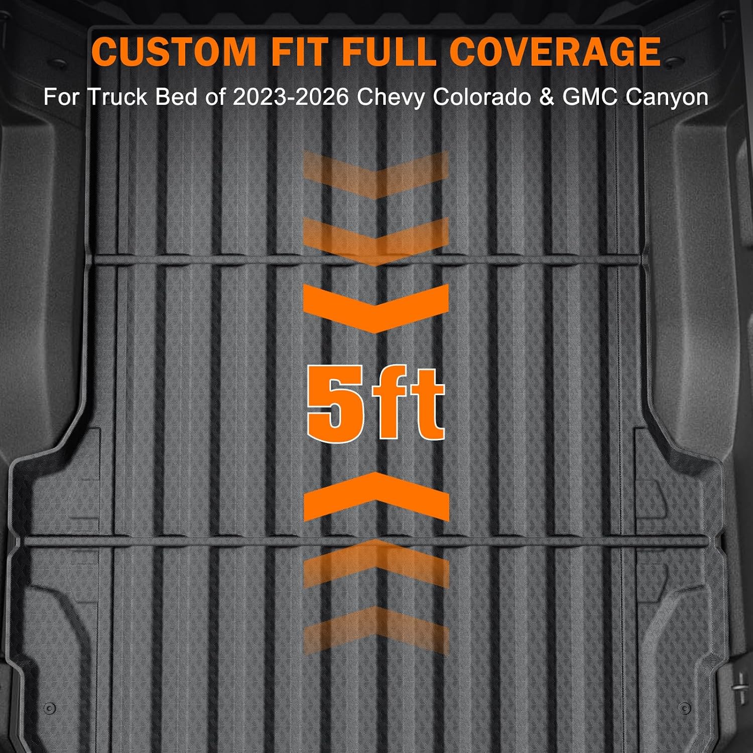 KUST Floor Mats Bed Mat Set for 2023 2024 2025 2026 Chevy Colorado/GMC Canyon Crew Cab, 5FT Truck Bed Liner All Weather Protection TPE Rubber High Edge Heavy Duty