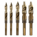 Drill America 5 Piece Cobalt Stepped Drill Bit Set with 1/2' Reduced 3-Flat Shank, Gold Oxide Finish for Drilling Acrylic, Steel, Hard Metals, GSC Series