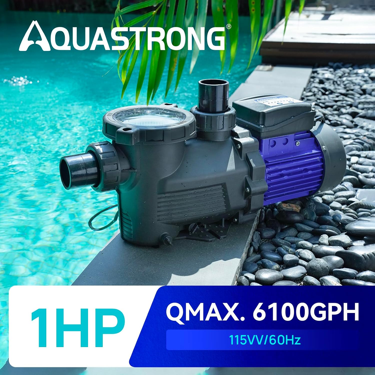 Aquastrong In/Above Ground Pool Pump High Flow Self Primming Swimming Pool Pump,Dark Black