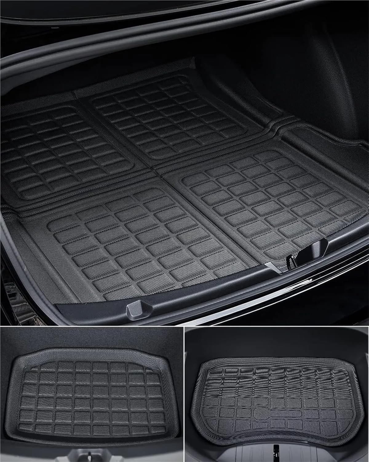 Compatible with Tesla Model 3 2024 XPE Floor Mats All Weather Floor Mats Front Rear Frunk Cargo Liner Set(4PCS RHD)