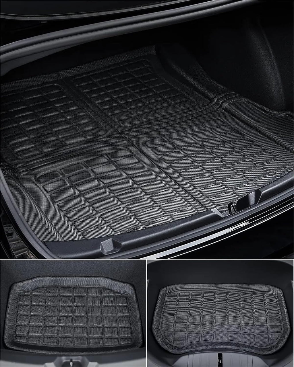 Compatible with Tesla Model 3 2024 XPE Floor Mats All Weather Floor Mats Front Rear Frunk Cargo Liner Set(3PCS RHD)