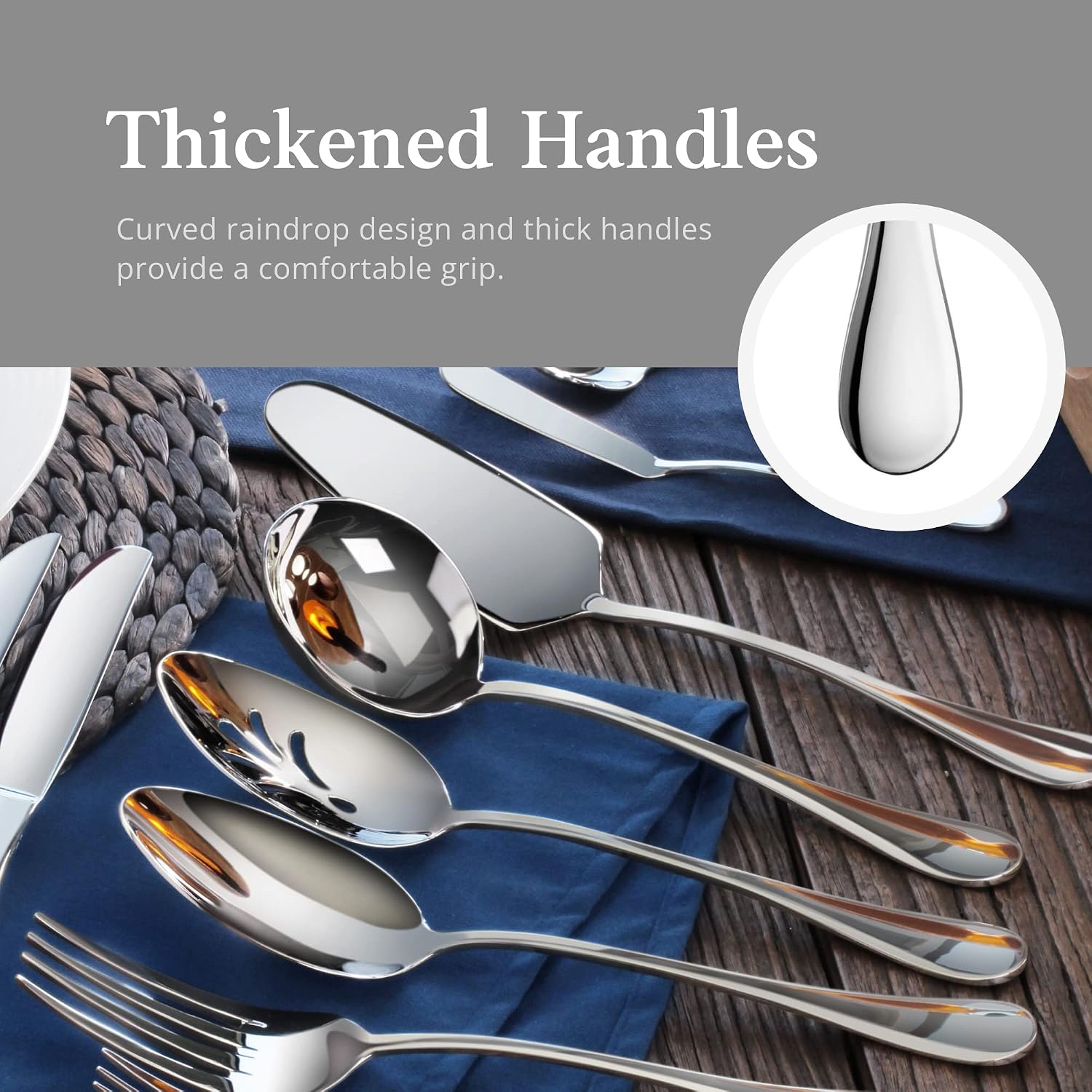 Artaste 56457 Rain 18/10 Stainless Steel 103-Piece Flatware Set, Service for 12