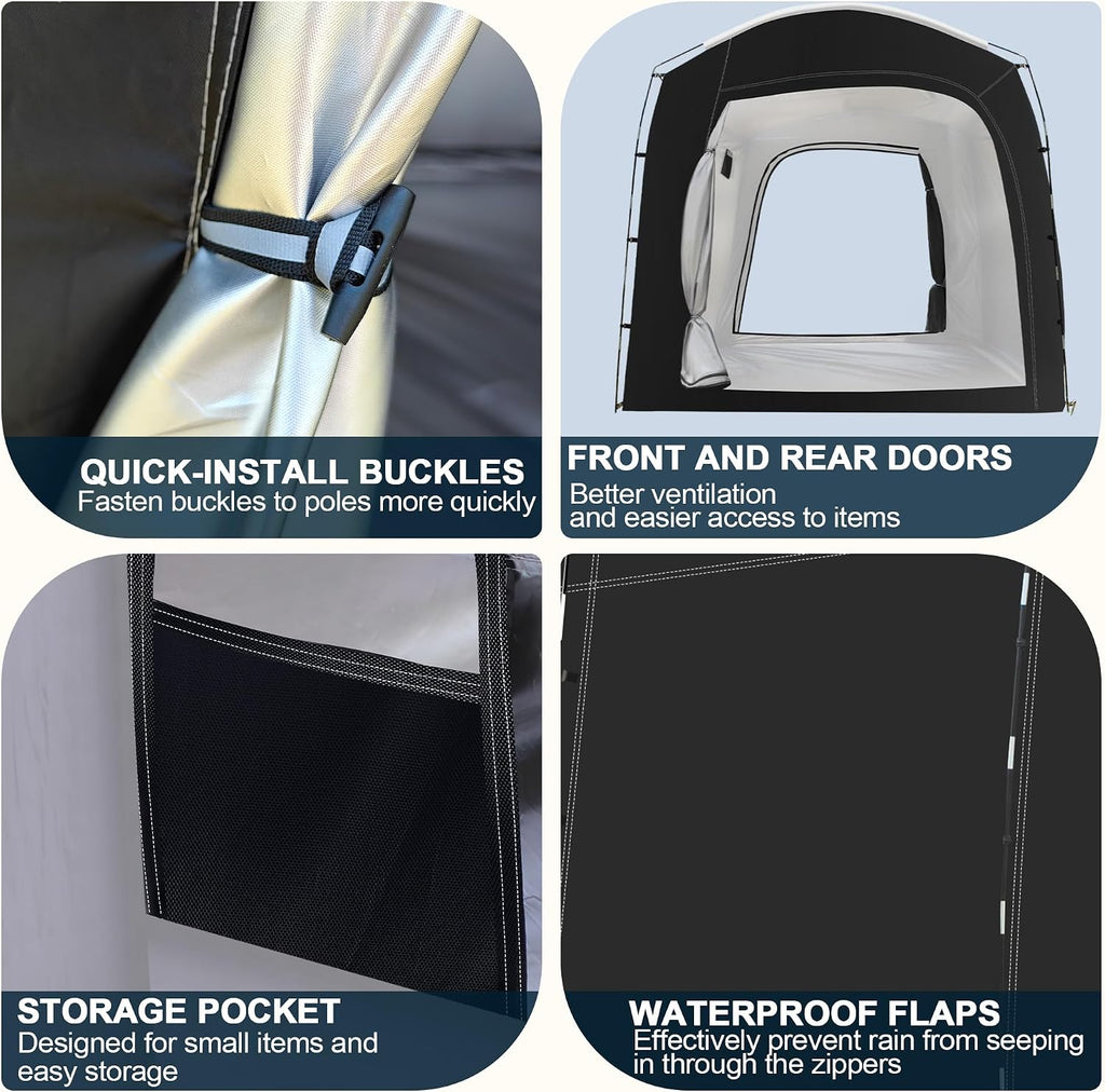 Bike Storage Tent,for 2-10 Bikes, 118 x 86 x 72 in Outdoor Portable Bike Storage Tent, 210D Oxford Fabric PU4000 Waterproof, 2 Rolling Doors, for Motorcycles or Large Motorcycles, Without Floor