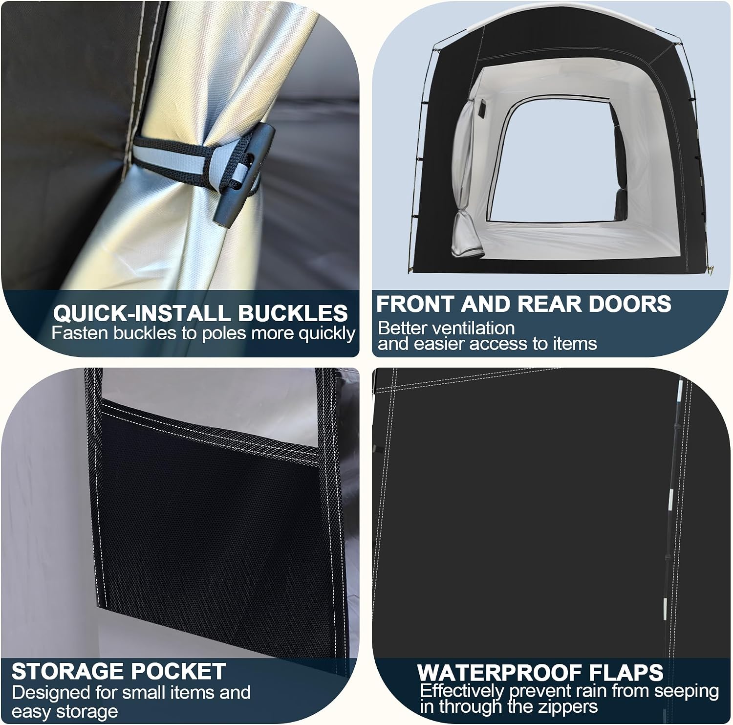 Bike Storage Tent,for 2-10 Bikes, 118 x 86 x 72 in Outdoor Portable Bike Storage Tent, 210D Oxford Fabric PU4000 Waterproof, 2 Rolling Doors, for Motorcycles or Large Motorcycles, Without Floor