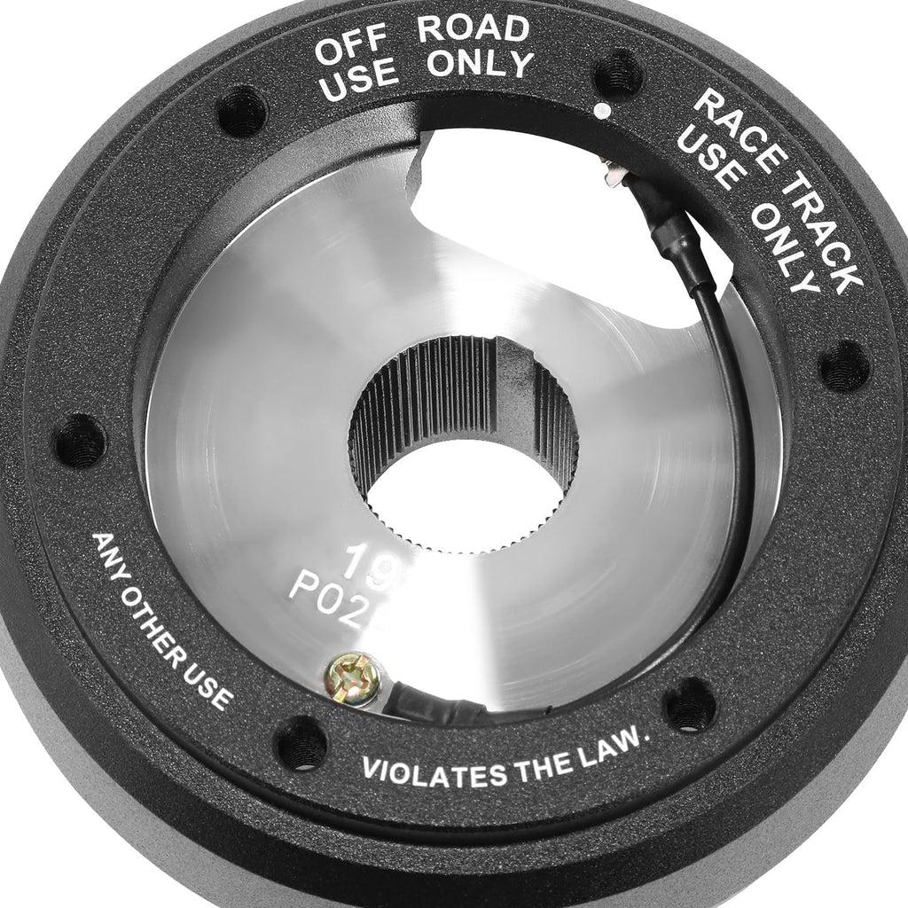 NRG Innovations Racing Style Steering Wheel Short Hub, Lockable Aluminum Steering Shaft, 6x70mm Bolt Pattern Quick Release Adapter Unit with Resistors, Compatible For Saab, Black, NRG-SRK-192H