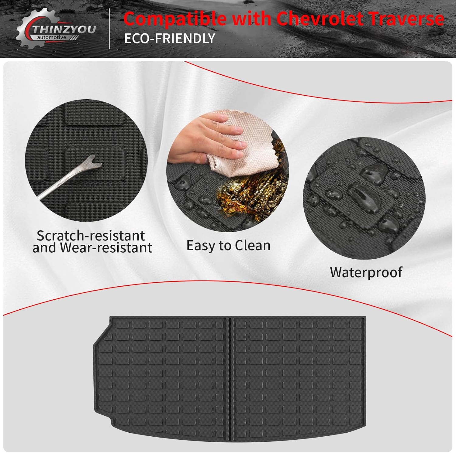 8 Seats Floor Mats Compatible with 2024 2025 2026 Chevrolet Traverse (NO Limited) Cargo Liner Cargo Mat Sub Trunk Mat Back Seat Cover Chevy Traverse Accessories (Floor Mats Full Set 10 PCS)