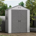 Mrosaa 6x4 FT Storage Shed with Floor,HDPE Resin Outdoor Storage Shed Weather Resistant,Lockable Garden Sheds with Windows for Home/Garden Tools/Backyard/Lawn Mower/Bike Storage(Gray)