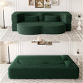 Ball & Cast 78' Floor Sofa Bed with 2 Pillows,Convertible Teddy Fabric Foam-Filled Sleeper Sofa Bed,Pull Out Couch Full Size Folding Mattress for Living Room,Playroom,No Assembly Required,Green
