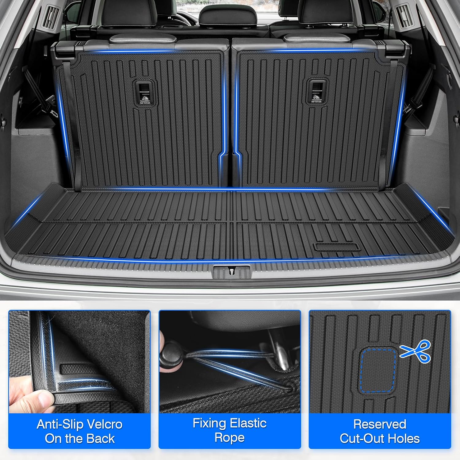 Cartist Floor Mats for Volkswagen Atlas 2018-2025 2026 (Only for 7 Seats, Not for Cross Sport), All Weather Cargo Liners for VW Atlas Accessories, Heavy Duty Car Mats, Car Accessories
