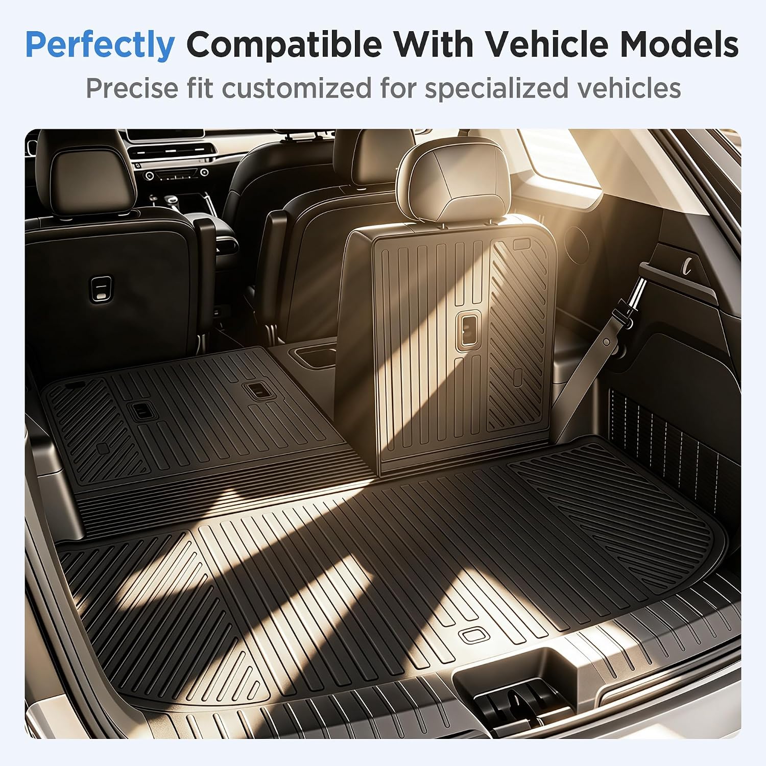 Floor Mats for Kia Telluride Hybrid 2027 7&8 Seat (EX/SX/X-Line SX/SX Prestige/X-Line SX Prestige) All Weather Telluride Floor Mats for Kia Telluride Accessories 2027 TPE Protector Black