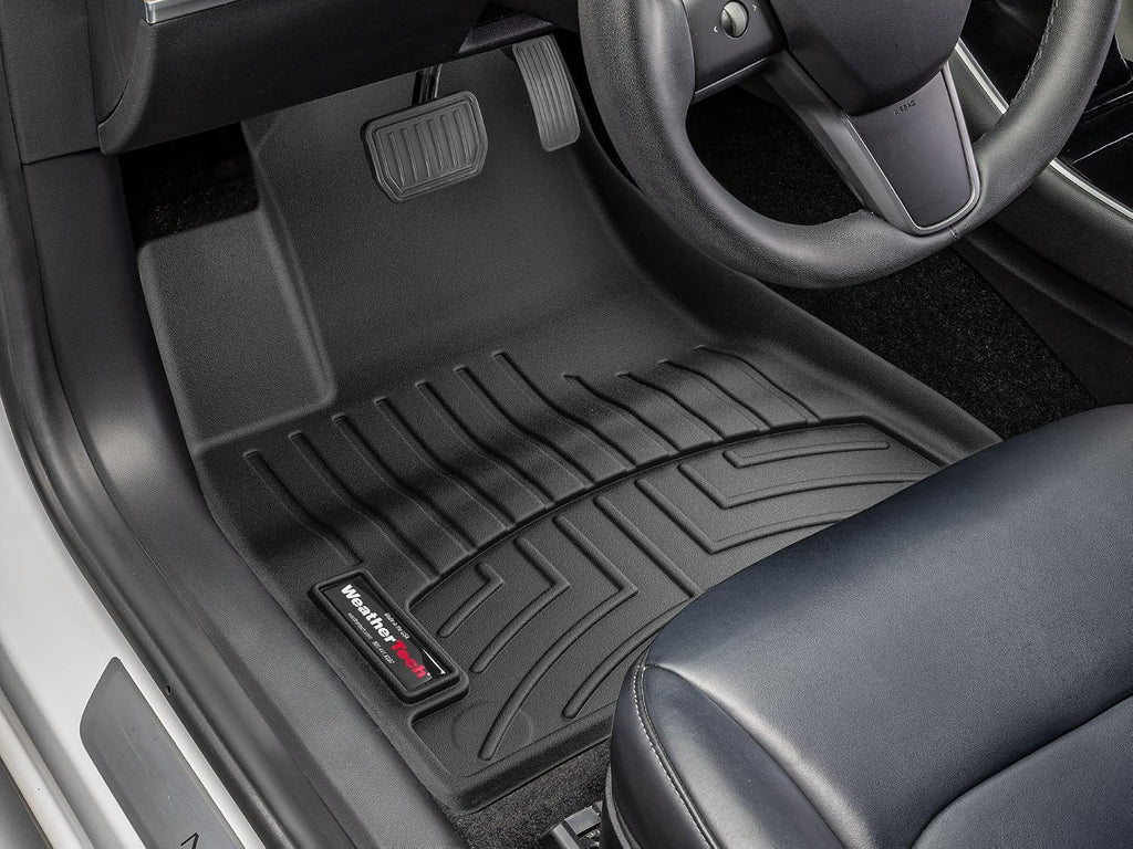 WeatherTech Custom Fit FloorLiners for Tesla Model 3, Model 3, 1st Row (4412201), Black