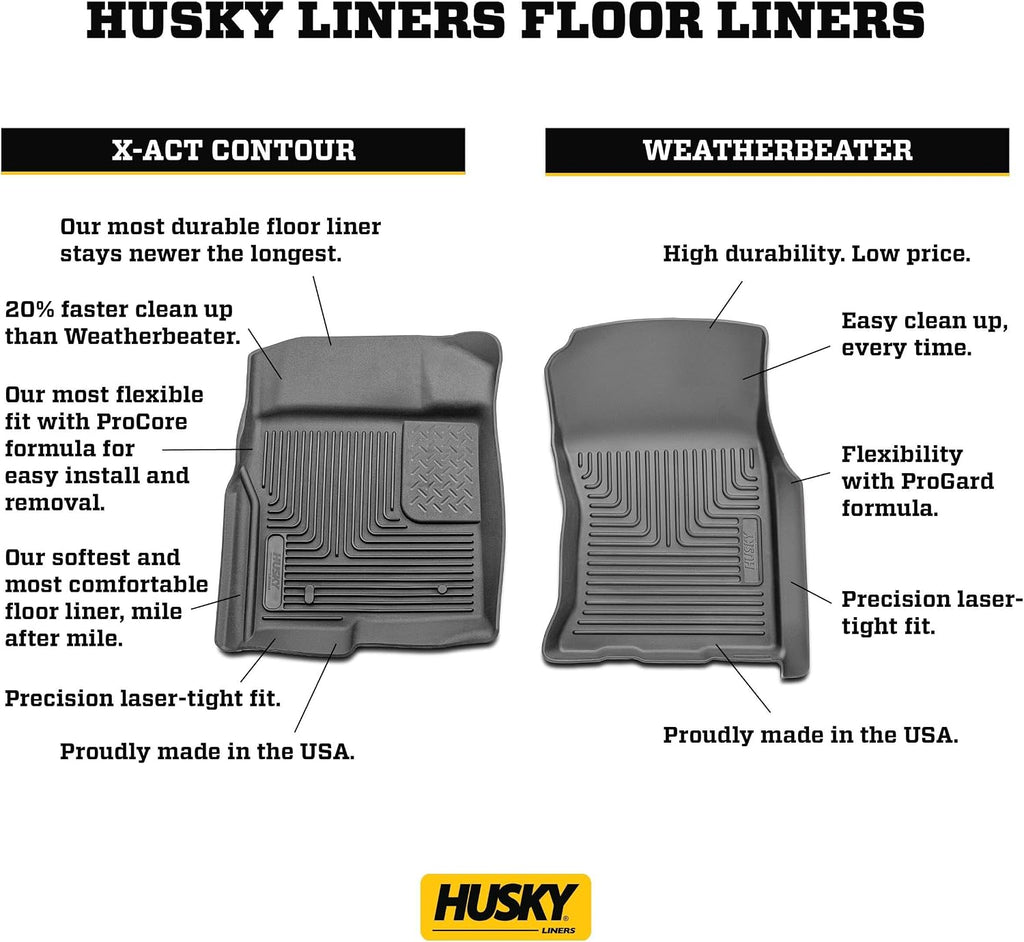 Husky Liners X-act Contour Floor Mats | Fits 2015-2024 Ford Edge; 2016-2018 Lincoln MKX; 2019-2023 Lincoln Nautilus | Front Row, 2-pc Black - 52171