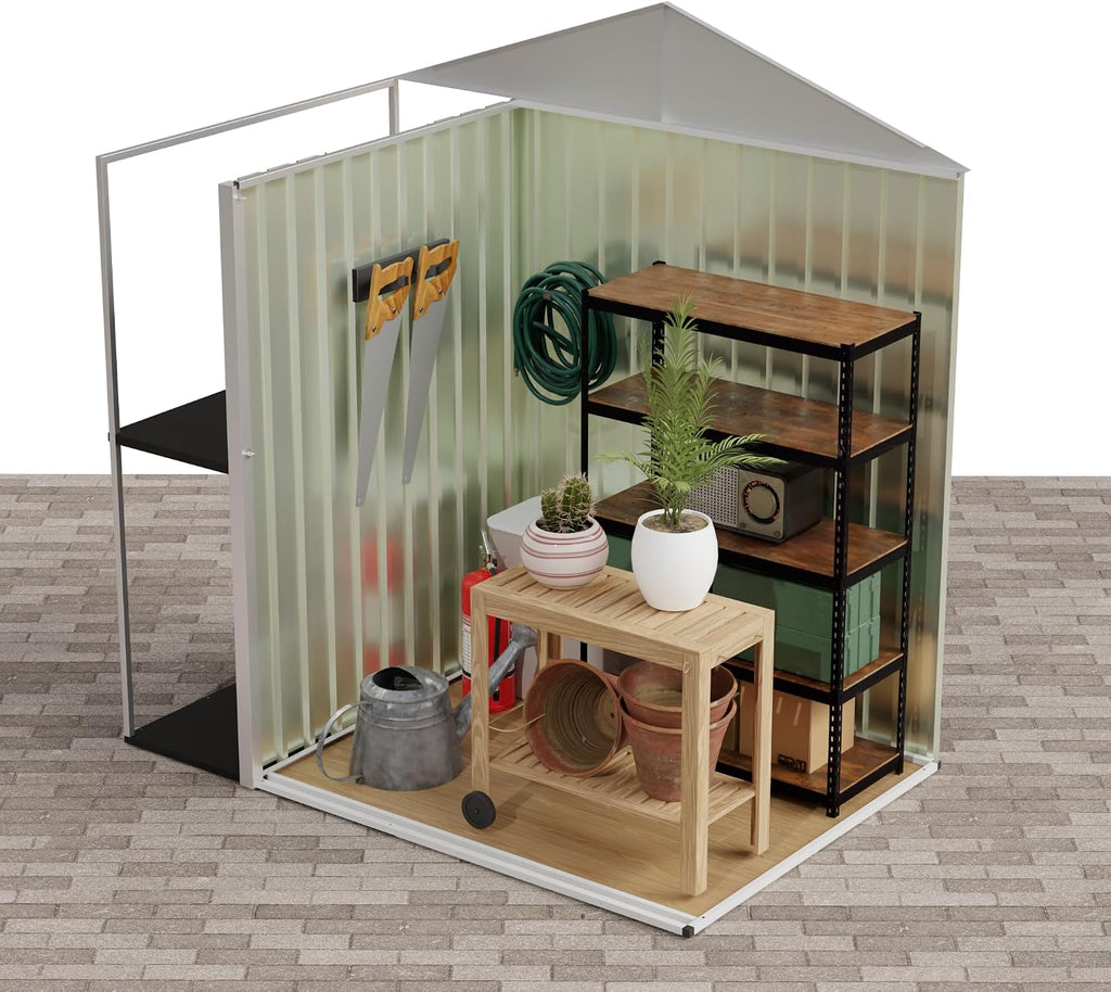 6 x 4 FT Outdoor Metal Storage Shed Garden Shed with Side Storage Rack Suitable for Garden Bike, Waterproof Shed,Tool Metal Storage Shed for Backyard, Patio