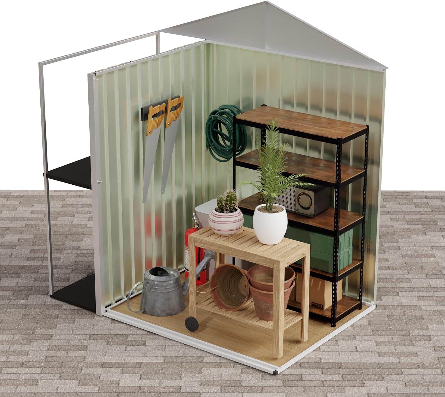 6 x 4 FT Outdoor Metal Storage Shed Garden Shed with Side Storage Rack Suitable for Garden Bike, Waterproof Shed,Tool Metal Storage Shed for Backyard, Patio