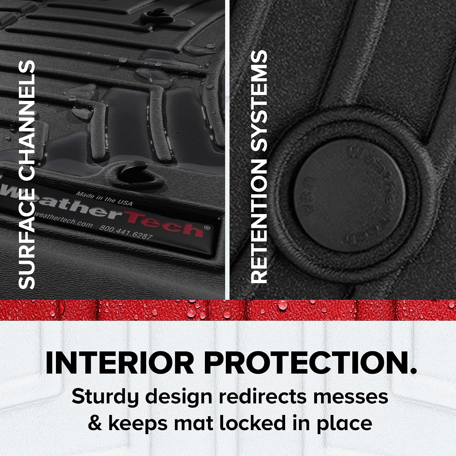 WeatherTech Custom Fit FloorLiners for Tesla Model 3, Model 3, 1st Row (4412201), Black