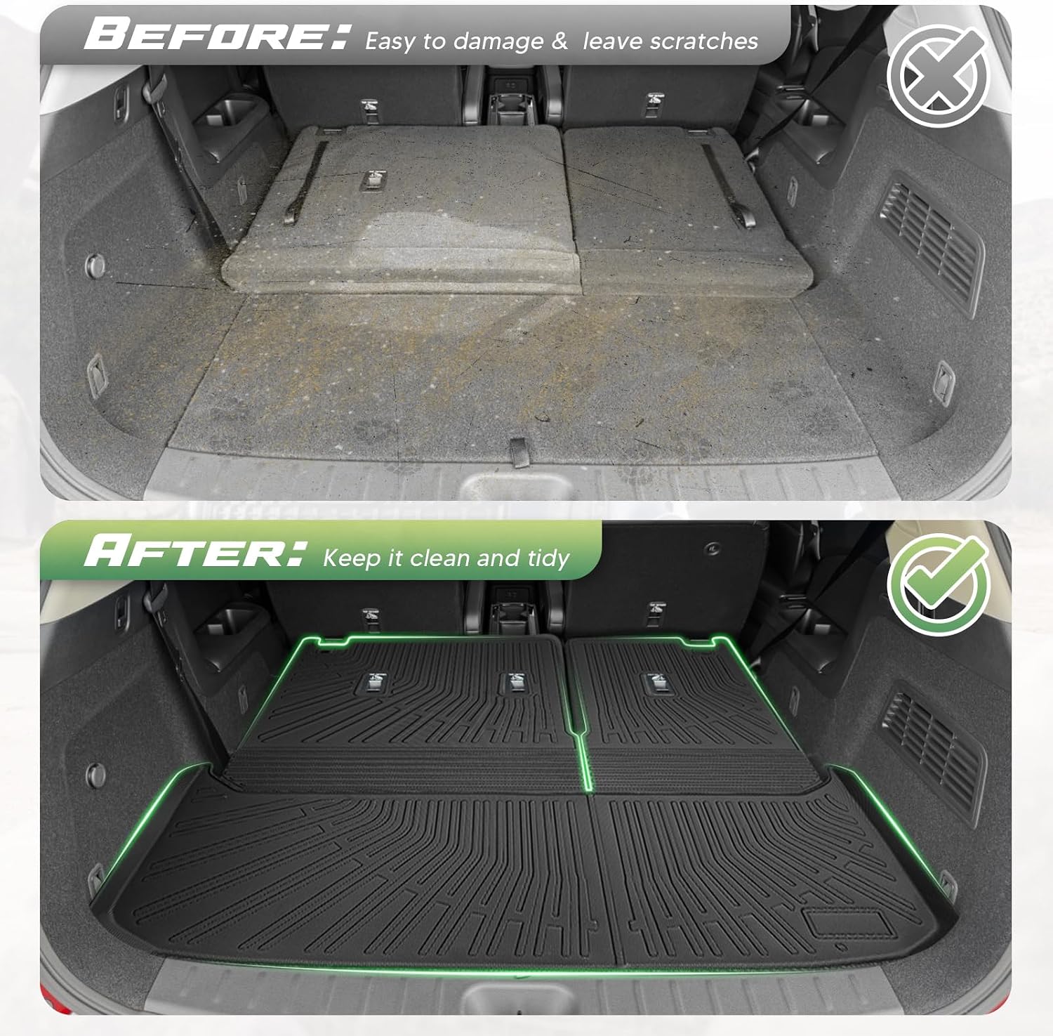 Cartist Floor Mats and Cargo Liner Fit for Nissan Pathfinder 8 Seats 2022-2026 All Weather TPE Floor Mat Pathfinder Accessories Heavy Duty Carpet Protection (Trunk Mat with Backrest Mat+Floor Mats)