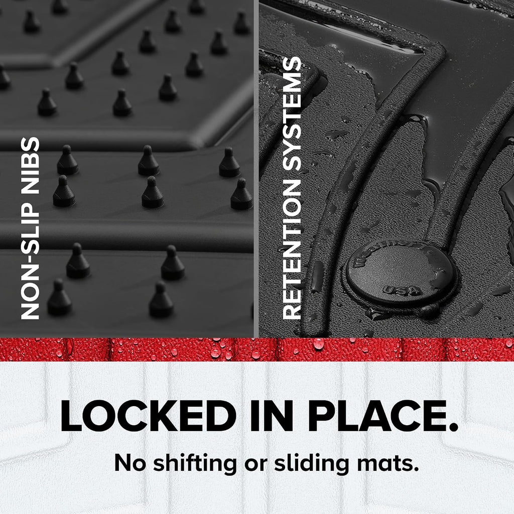 WeatherTech FloorLiner HP Custom Fit Floor Mats for Hyundai Palisade 1st & 2nd Row (441578-1-2IM), Black