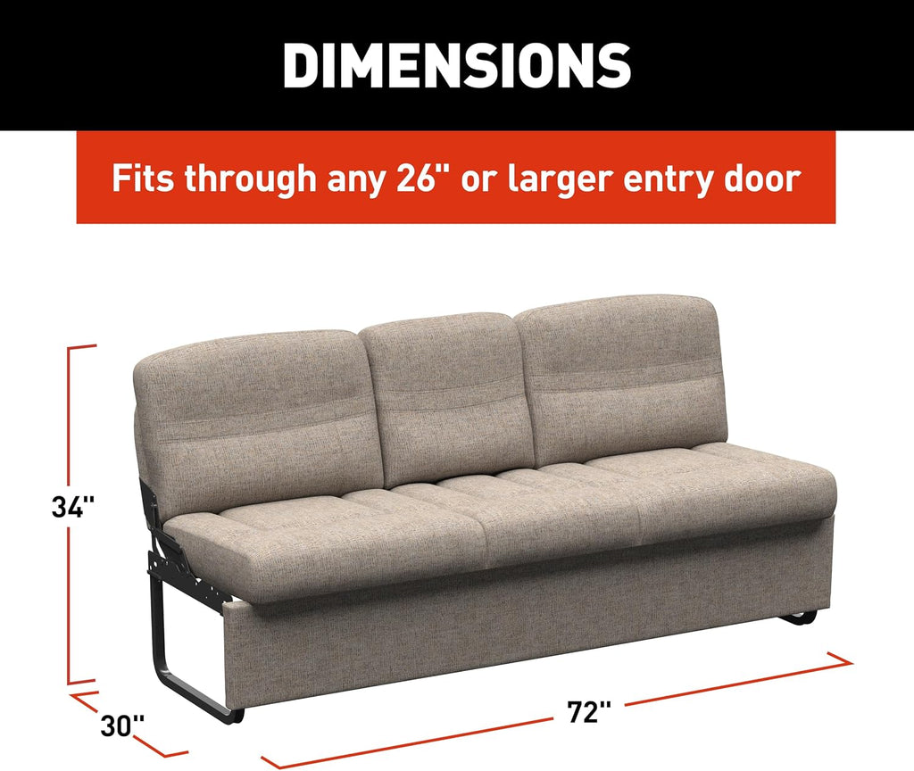 Thomas Payne Signature 72' Dellmead RV Jackknife Sleeper Sofa with Matching Kickboard, Easy Transition, High-Density Foam Cushioning, Fold-Down Center, Dual Cupholders - 2024044417
