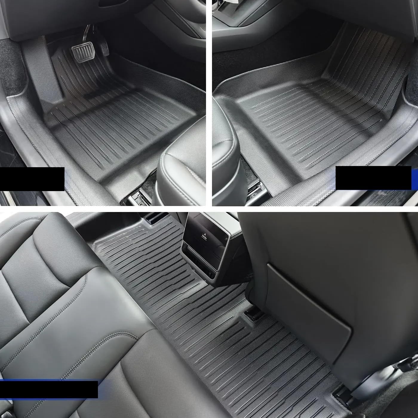 Compatible with Tesla Model 3 Highland 2024 TPE Full Cover Floor Mats with Door Sill Protector, Full Set Floor Liners Cargo Liner Seat Back(3PCS Trunk Mats)
