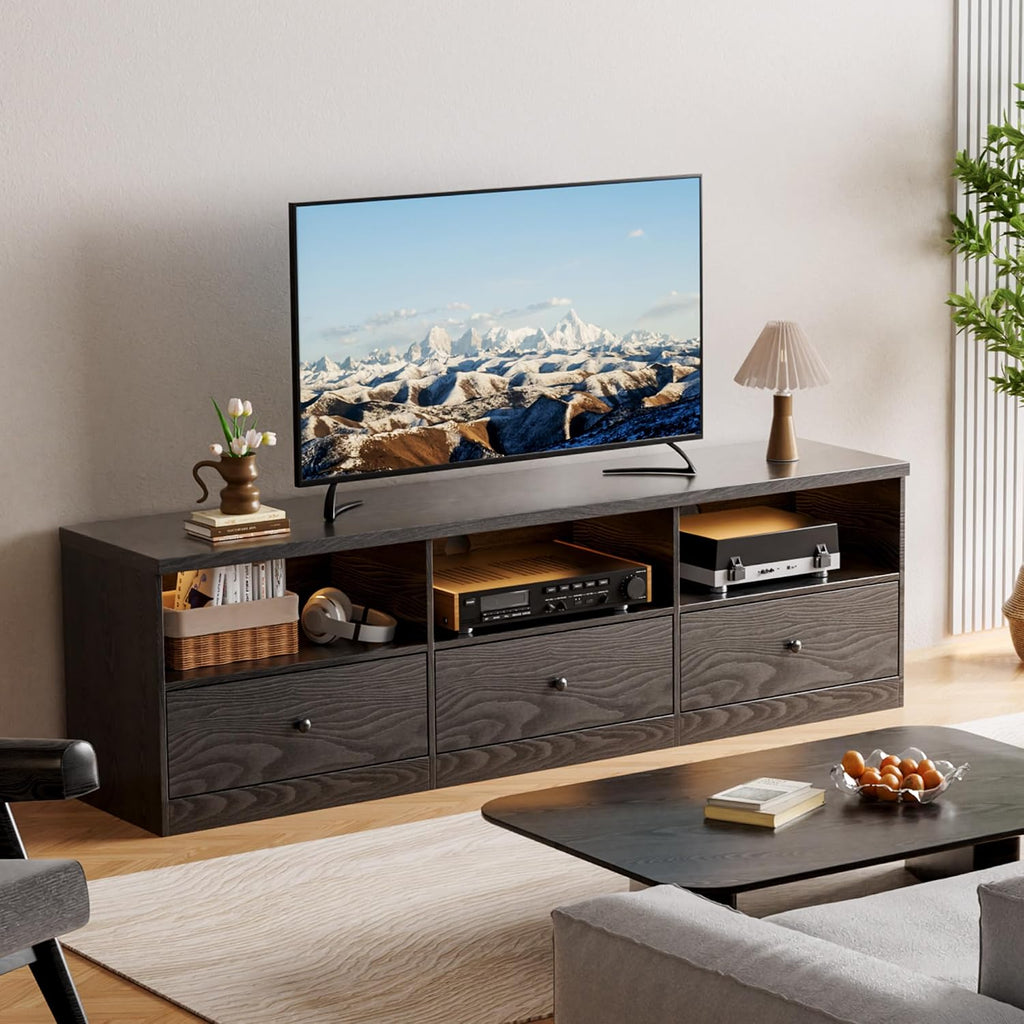 GarveeHome TV Stand for TVs Up to 80 in, Modern Entertainment Center with Large Open Shelf&Drawer&Cable Hole, Waterproof, Anti-Stain & Scratch-Resistant TV Media Console Cabinet for Living Room Office