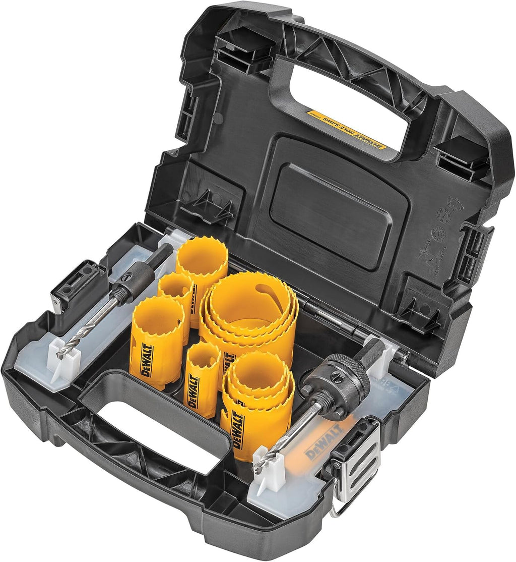 DEWALT Hole Saw Kit, 14-Piece, Includes 2 Quick Change Mandrels and Pilot Point Bits (D180005)