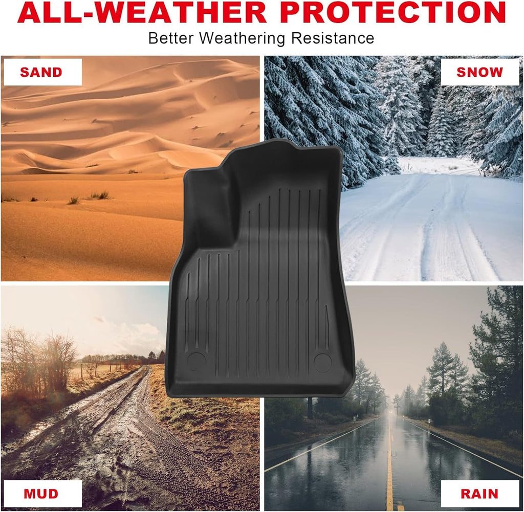 Big RED Floor Mats for Tesla Model Y 7-Seat,Fit for 2021 2022 2023 2024, 100% TPE All Weather Cargo Liner Trunk Accessories, Set of 9 Mats (Not Fit 5-Seat)