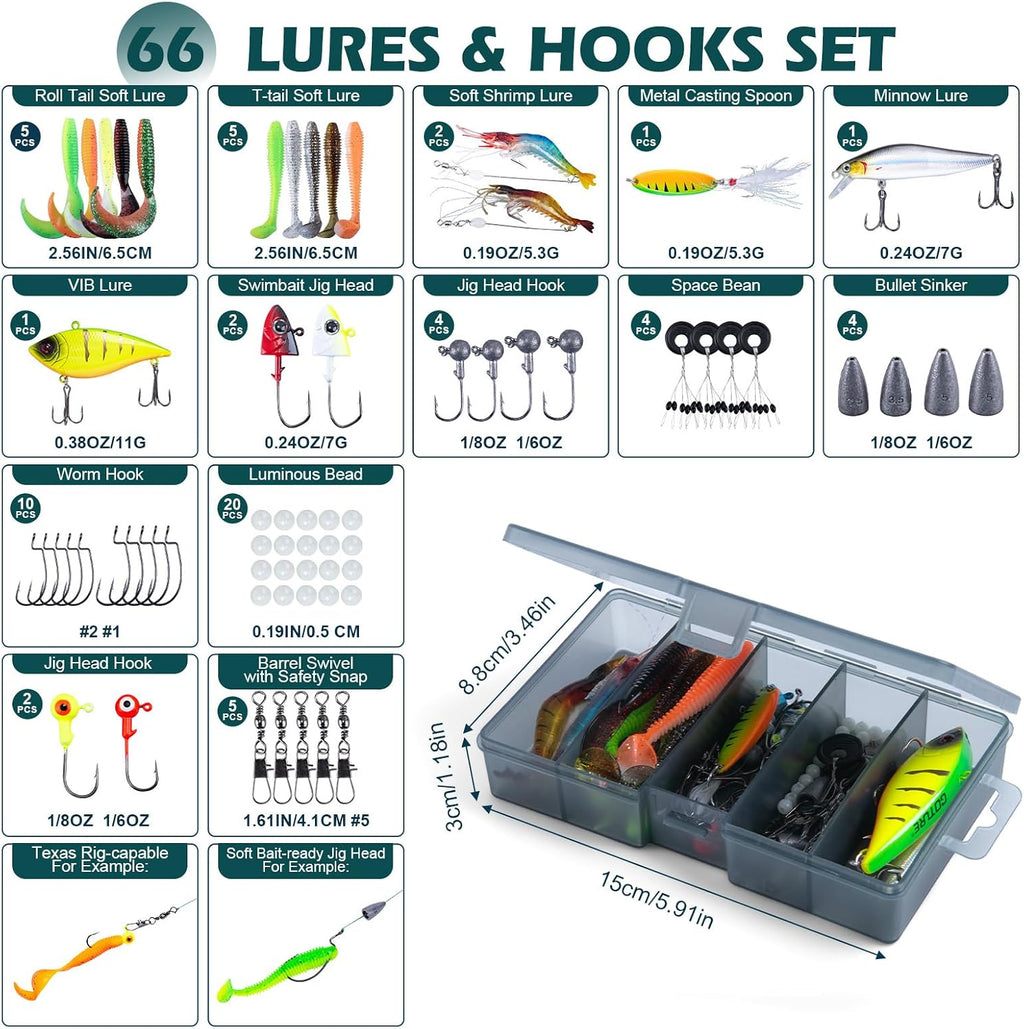 Goture Fishing Poles and Reels Combo - Green Telescoping Fishing Rod Portable Travel Kit with Carrier Bag for Freshwater Saltwater