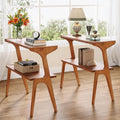 Tribesigns Set of 2 Wood End Table, Farmhouse Couch Side Table, Narrow Bedside Table for Bedroom, Living Room, Small Spaces, Easy Assembly, Walnut