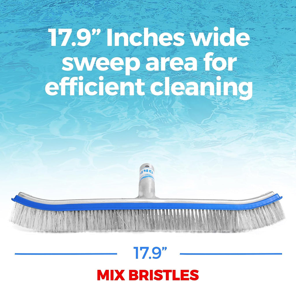 440 Combo Nylon and Stainless Steel Pool Brush - 18-Inch Heavy Duty Head for Cleaning Inground Pool Tiles, Walls, Floor and Steps - Scrub Brush Replacement Head, Strong Bristles - No Pole - Pack of 12