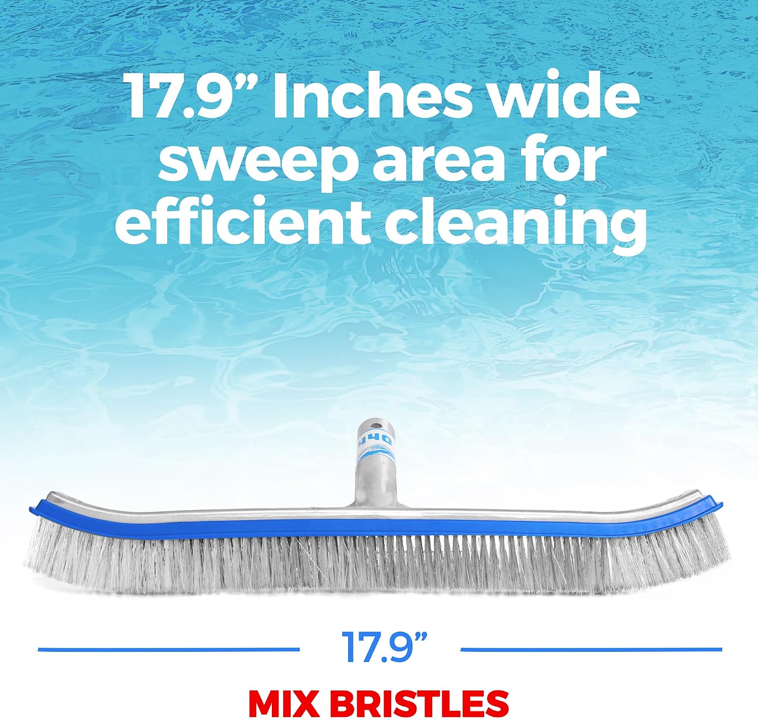 440 Combo Nylon and Stainless Steel Pool Brush - 18-Inch Heavy Duty Head for Cleaning Inground Pool Tiles, Walls, Floor and Steps - Scrub Brush Replacement Head, Strong Bristles - No Pole - Pack of 12