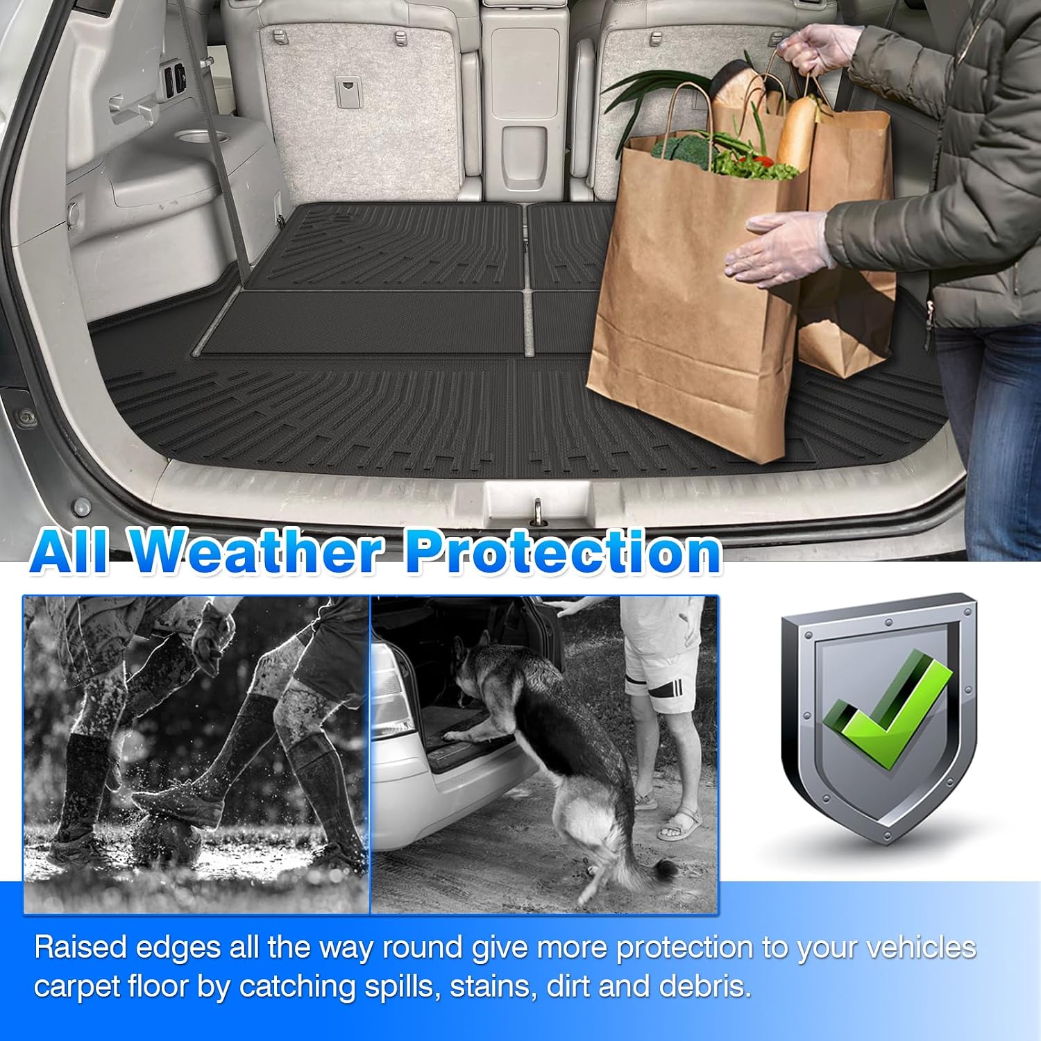 Cartist Floor Mats & Cargo Liner Fit for Toyota Highlander (Non-Hybird) 2008-2013 Accessories All Weather Cargo Liners Carpet Protection