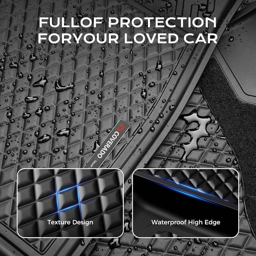 Coverado TPE Floor Mats for 2019-2024 Silverado 1500/Sierra Crew Cab, Driver Dual-Layer Anti-Slip&Split Rear Row, 1st&2nd Row Bucket Seat w/Rear Storage, All-Weather Liners, Not Fit LD/Bench/Regular