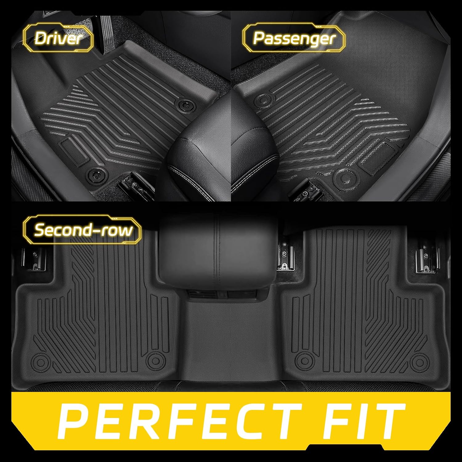 Floor Mats for Toyota RAV4(Include Hybrid) 2025 2024-2019 6Pcs All Weather RAV4 Floor Mats Full Set for Toyota RAV4 Accessories 2025 2024-2019 TPE Back Seat Cover Protector