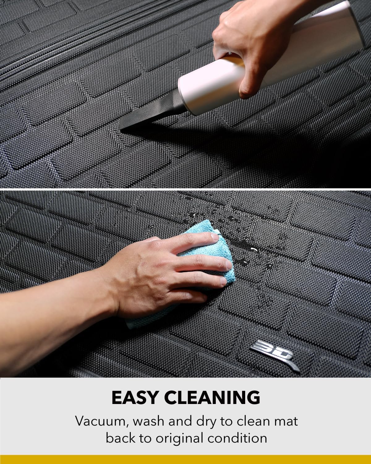 3D MAXpider Custom Fit Kagu Cross Fold Cargo Liner (Black) Compatible with Tesla Model X 6 & 7-Seat 2022-2025 - Behind 2nd Row