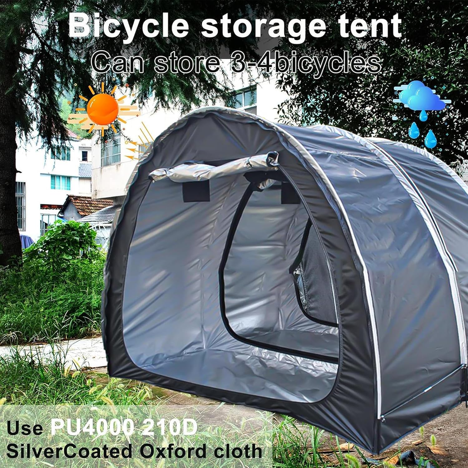 2 PCS Storage Sheds Can Be Spliced Motorcycle Tent Protect Against Wind,Rain,Snow,Dust Plastic Storage Shed,Green