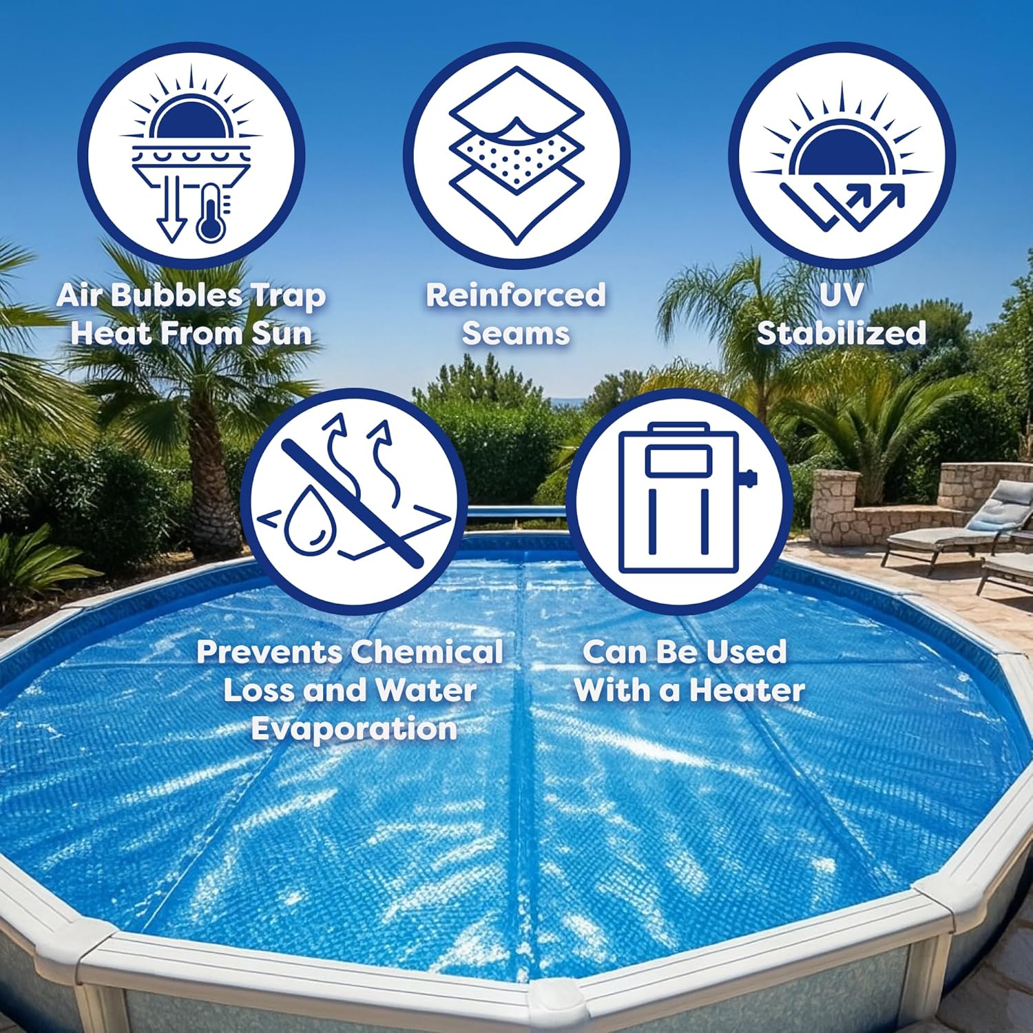 In The Swim 24' x 40' Ultra Silver Rectangle Solar Pool Cover 16 Mil for Solar Heating Above Ground Pools and Inground Pools