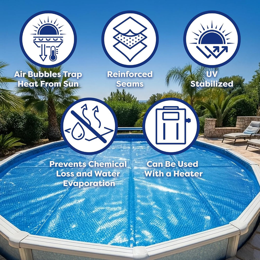 In The Swim 20' x 40' Standard Blue Rectangle Solar Pool Cover 8 Mil for Solar Heating Above Ground Pools and Inground Pools