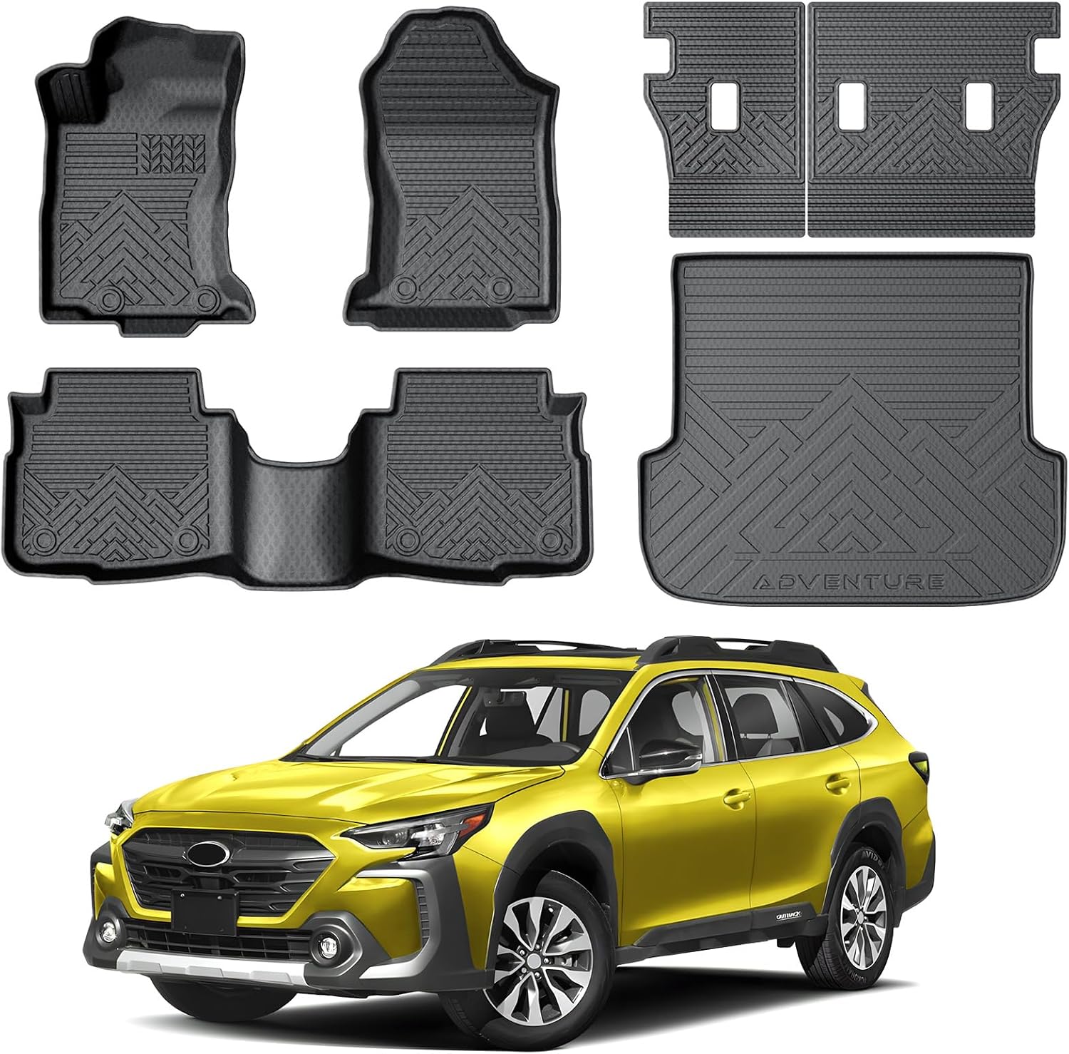 KUST Floor Mats for 2020-2025 Subaru Outback Accessories, All Weather Floor Liners & Seat Back Mats & Rear Trunk Mat Full Set of 6pcs, TPE Rubber, Raised Edge