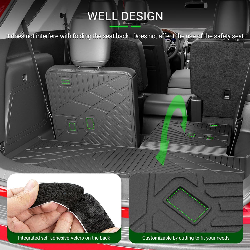 xipoqix 7 Seats Floor Mats Cargo Mat Backrest Mats Compatible with 2020-2026 Ford Explorer TPE Floor Liners Replacement for 2020-2026 Ford Explorer Accessories (Trunk Mat with Backrest Mat+Floor Mats)