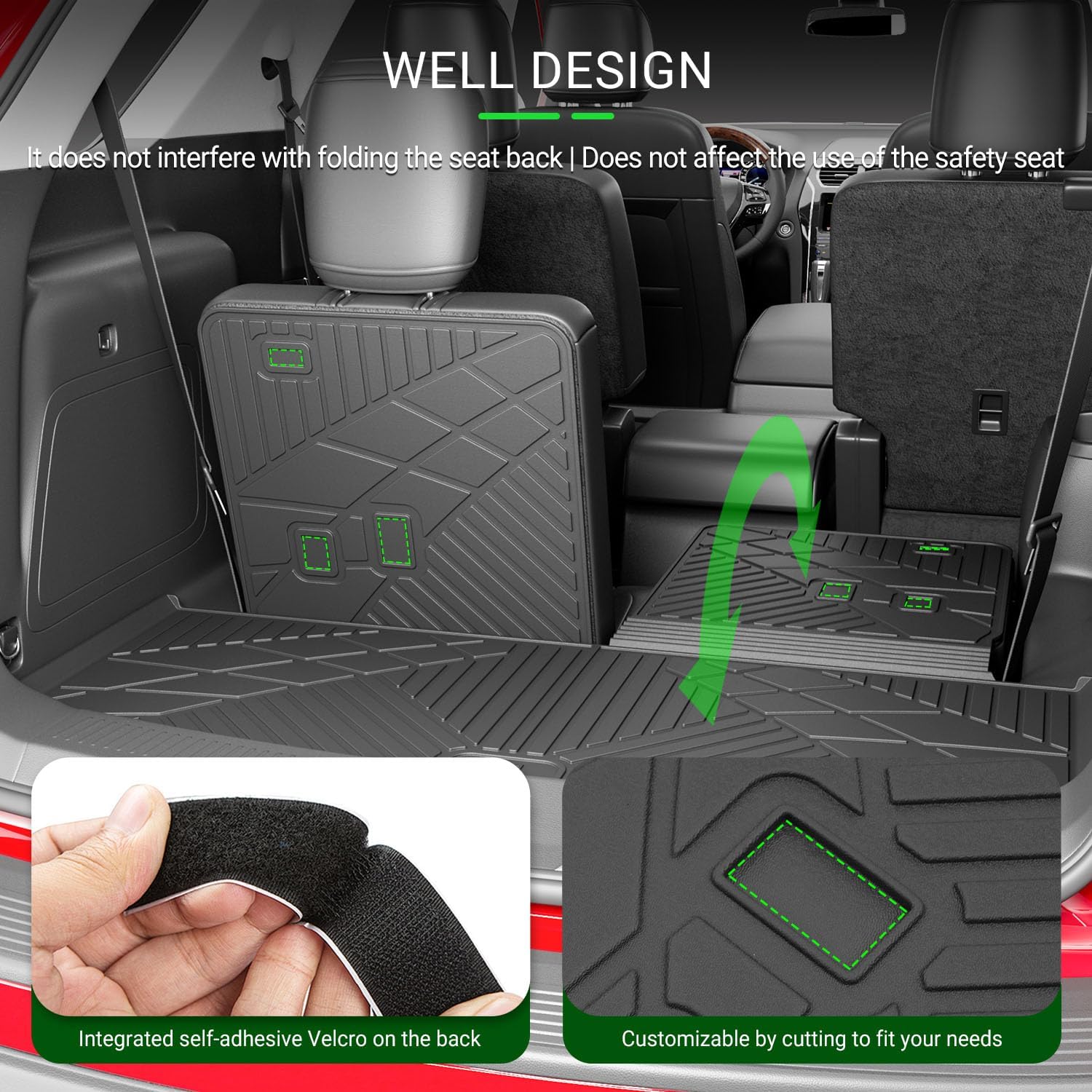 xipoqix 7 Seats Floor Mats Cargo Mat Backrest Mats Compatible with 2020-2026 Ford Explorer TPE Floor Liners Replacement for 2020-2026 Ford Explorer Accessories (Trunk Mat with Backrest Mat+Floor Mats)