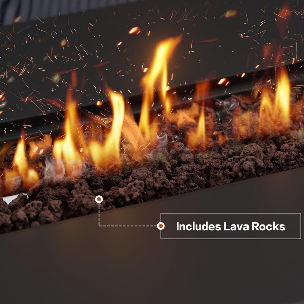 43in Propane Fire Pit Table, Outdoor Gas Fire Pit for Patio, 50,000 BTU with Lava Rocks, Waterproof Cover, and Lid, Perfect for Cozy Gatherings & Relaxing Outdoor Parties