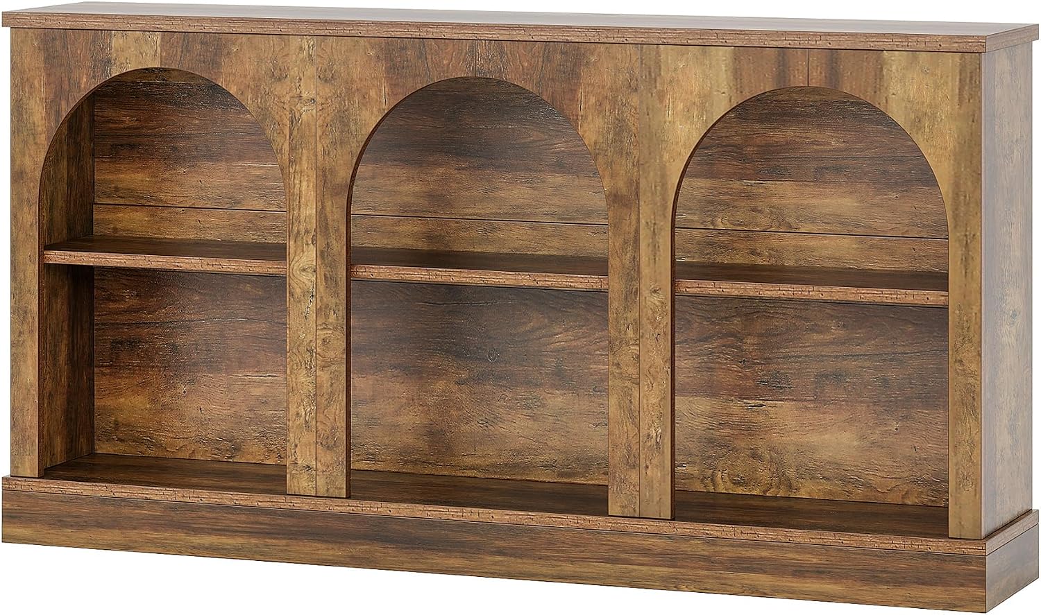 Tribesigns Wooden Narrow Entryway Table with 3-Tier Storage Shelf, 63' Long Modern Farmhouse Sofa Console Table for Hallway, Living Room, Entrance, or Bedroom (Rustic Brown)
