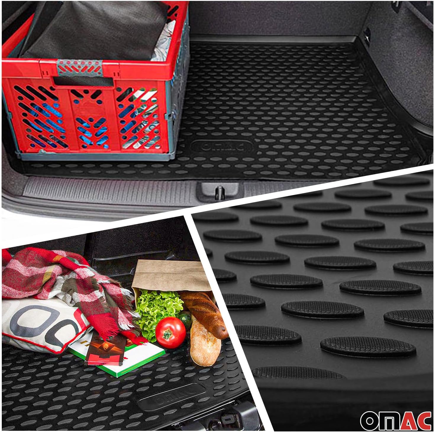 OMAC Custom Floor Mats & Cargo Liners for Honda Element 2003-2008 Black 4 Pcs