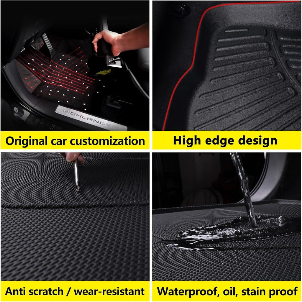 Floor Mats for 2017-2025 2026 Chrysler Pacifica Gas Touring Models (Non Hybrid & Non Pinnacle Model with Trunk Mat TPE All Weather fit 2018-2026 Voyager Car Floor Liners&Cargo Liners-Black